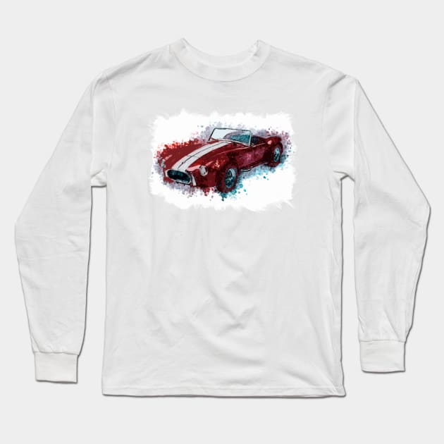 Classic Hot Rod Red Muscle Car Vintage style illustration art for the Racing Lovers Long Sleeve T-Shirt by Naumovski